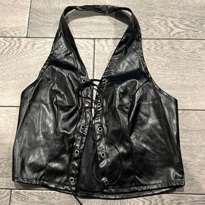 Pleather Halter Top